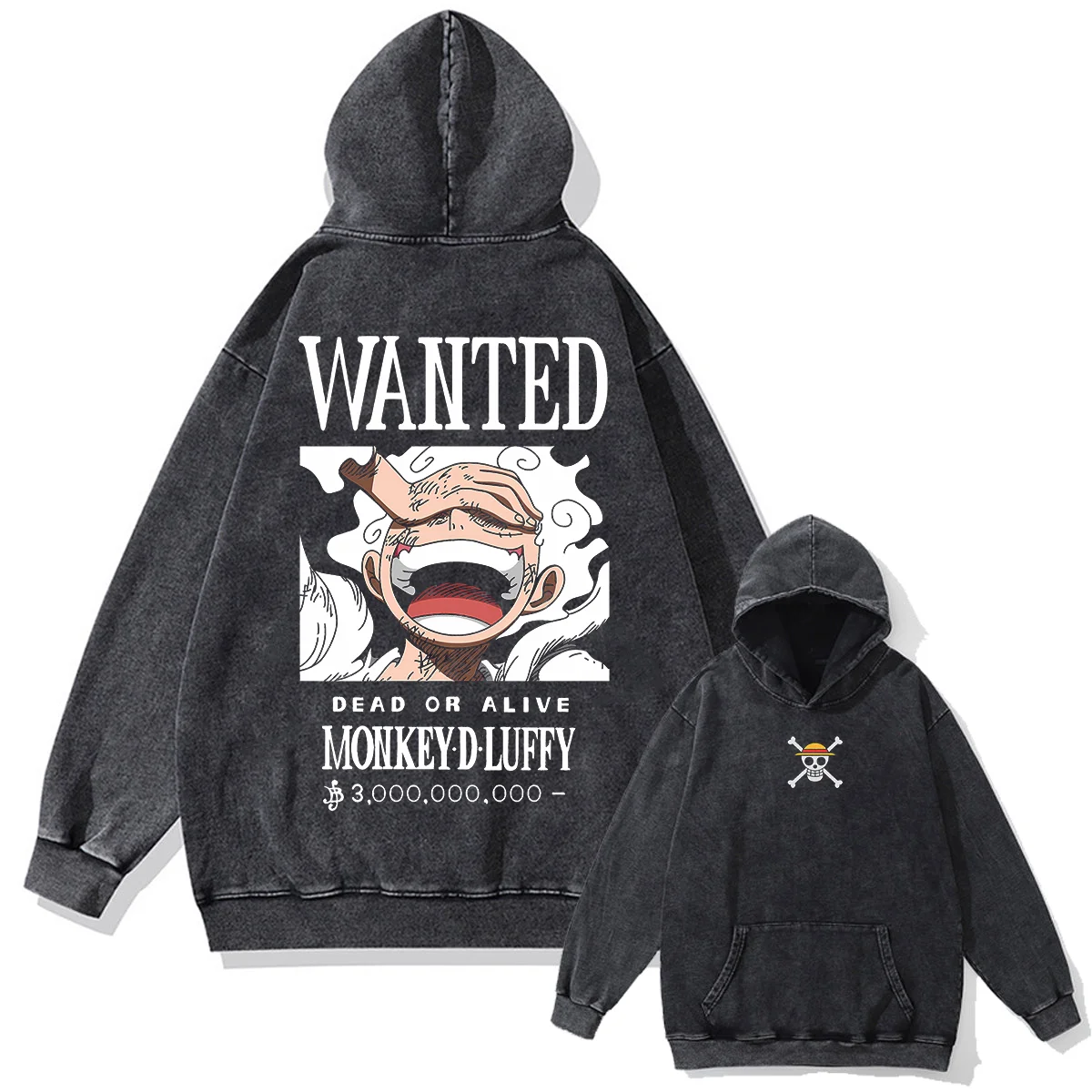 Japanese Anime One Piece Print Pullover Men Washed Hoodie Sweatshirt Cotton Harajuku Streetwear Vintage Hooded Hoodie Unisex