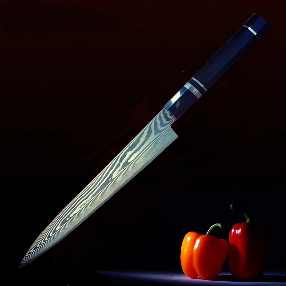 11 Inch Damascus Sashimi Knife 10Cr15MoV Damascus Steel Sharp Cutter Sushi Cleaver Ham Yanagiba