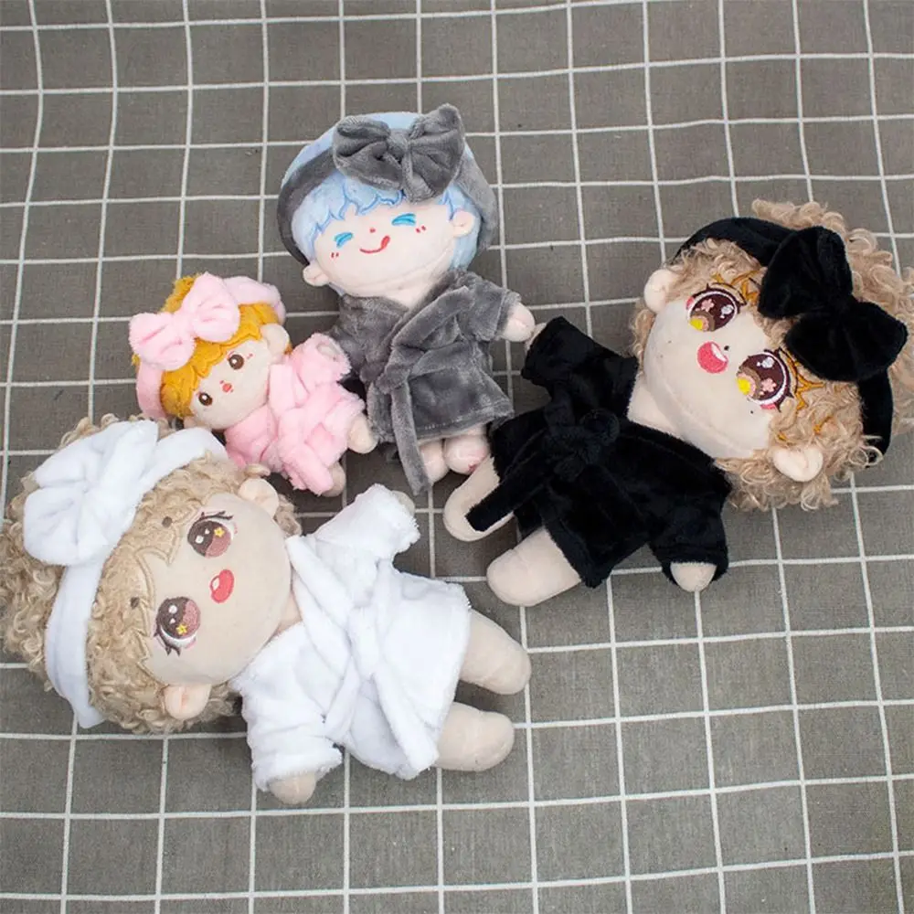 New Cute 10cm Cotton Doll Velvet Pajamas Clothes with Headband for 1/12 BJD Doll Sleep Clothes Bathrobe Accessories 4