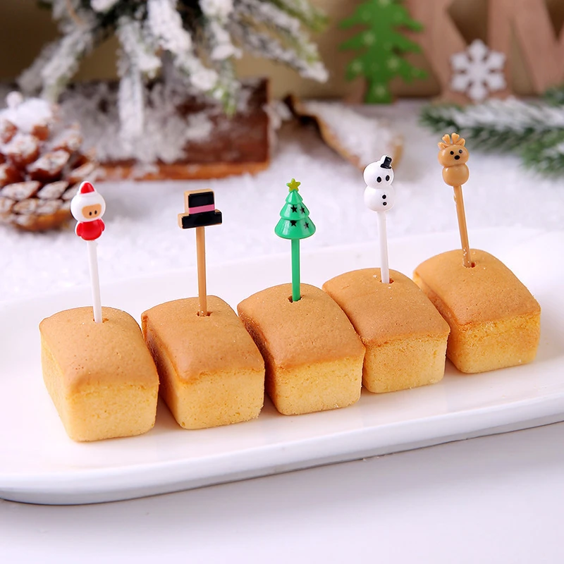 Christmas Fruit Fork Set Food Pick Sliced Fruit Fork Animal Plastic Toothpick Stick Bento Accessories food toothpick
