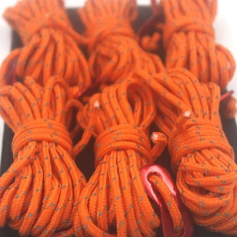 

6pcs /set Camping Tent Rope Set 6pcs-4meter Fluorescent Reflective Rope and 6pcs Camping Wind Rope Buckle with 1 Storage Bag