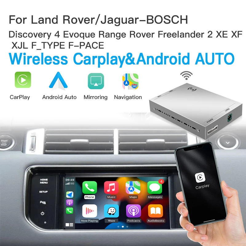 Беспроводной Автомобильный плеер Carplay Android для Land Rover Jaguar Bosch открыть 4 Evoque Freelander2 XE XF XJL зеркальное отображение Decorder AirPlay
