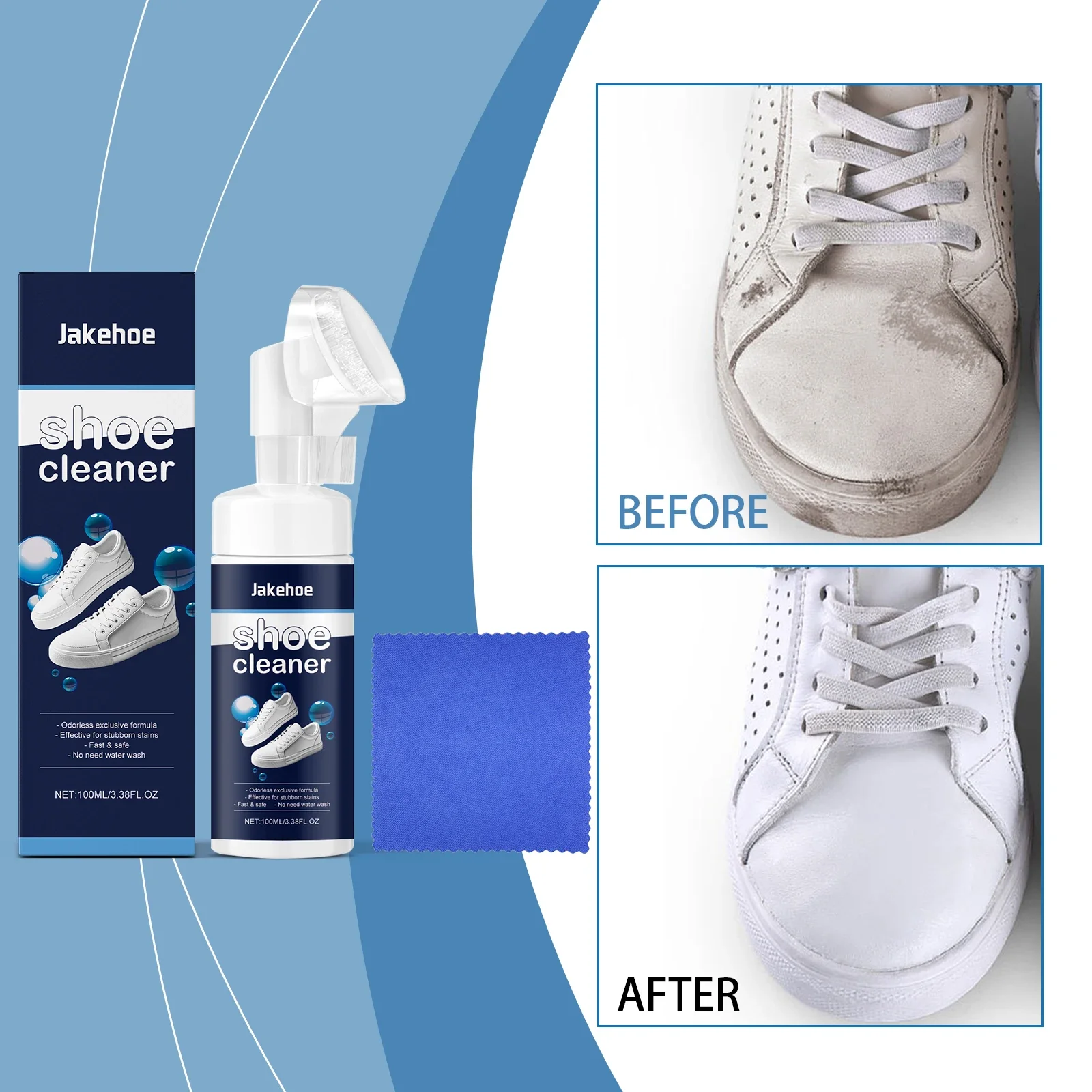 White Shoe Cleaner Gentle non-injurious no-rinse cleaner for cleaning dust stains yellowing edges of shoes