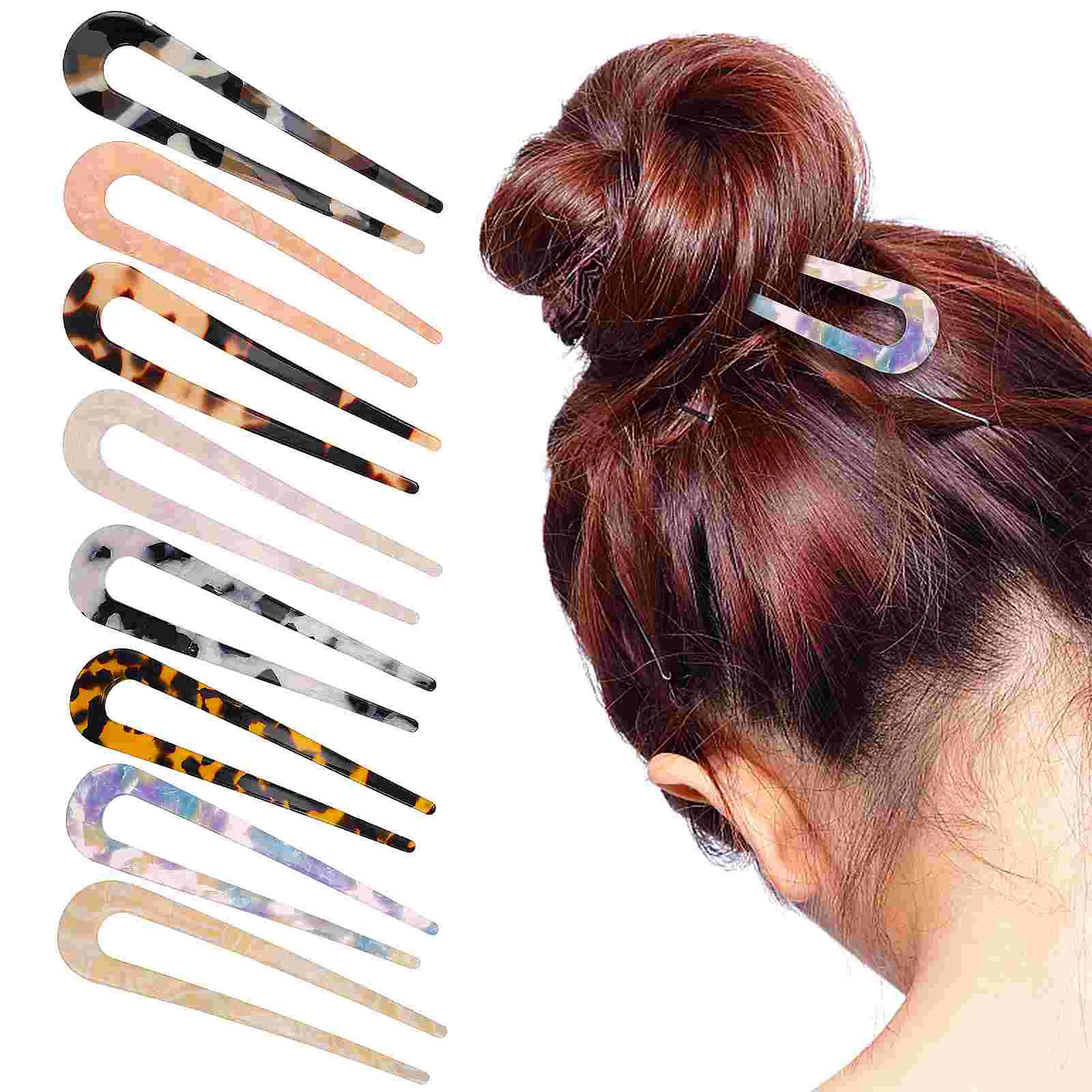 

8 Pcs U-shaped Acetate Hairpin Pins Tiara French Stick Accessories Sheet Forks Long Clips