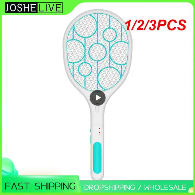 1/2/3PCS Mosquito Swatter Killer Led Light Tennis Bat Hand-Held Racket Rechargeable Electric Fly Insect Racket Zapper Killer New