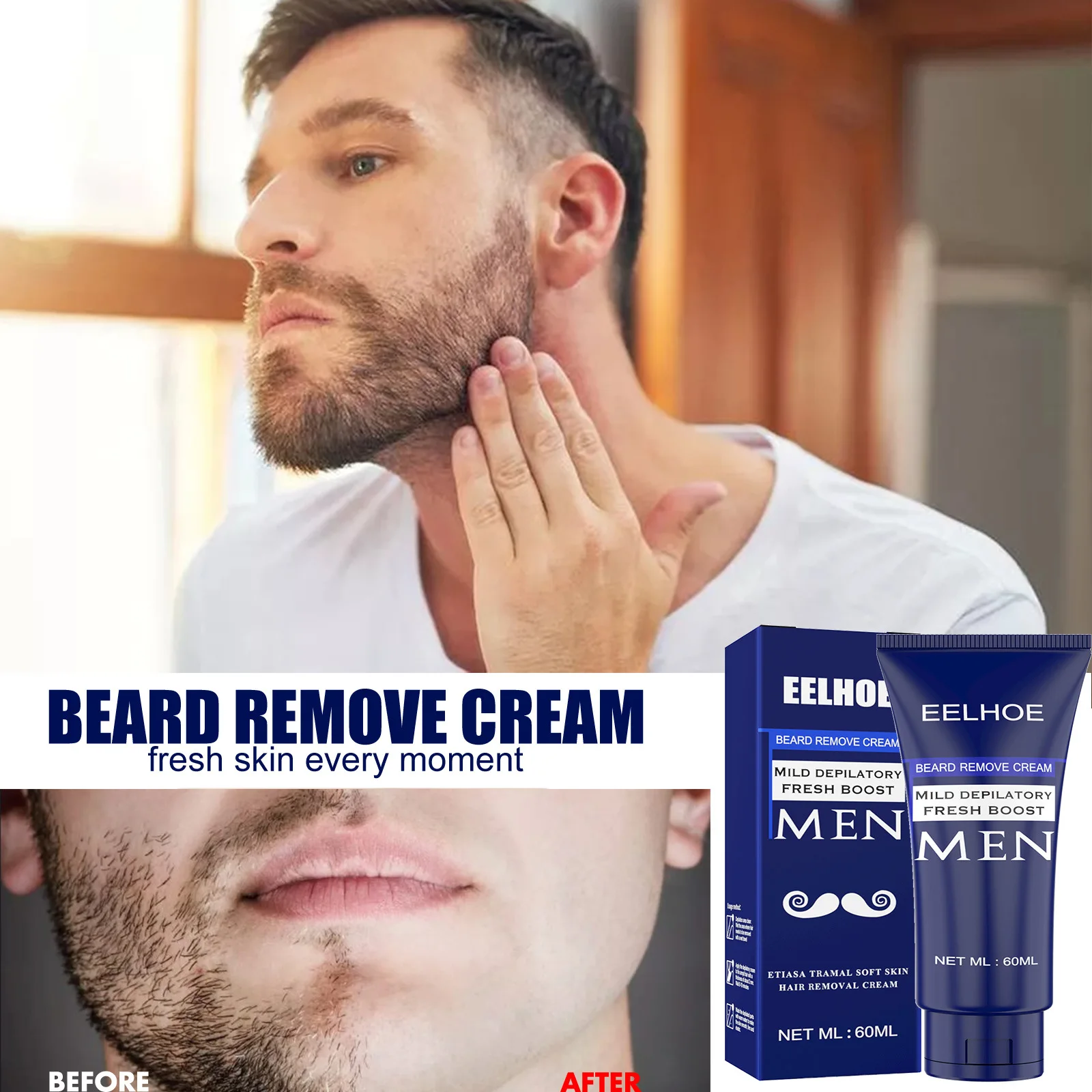 

60ml Men's Hair Removal Cream Body Chest Hair Beard Hair Removal Cream Hand Armpit Hair Removal Cleansing Gentle Not Stimulating