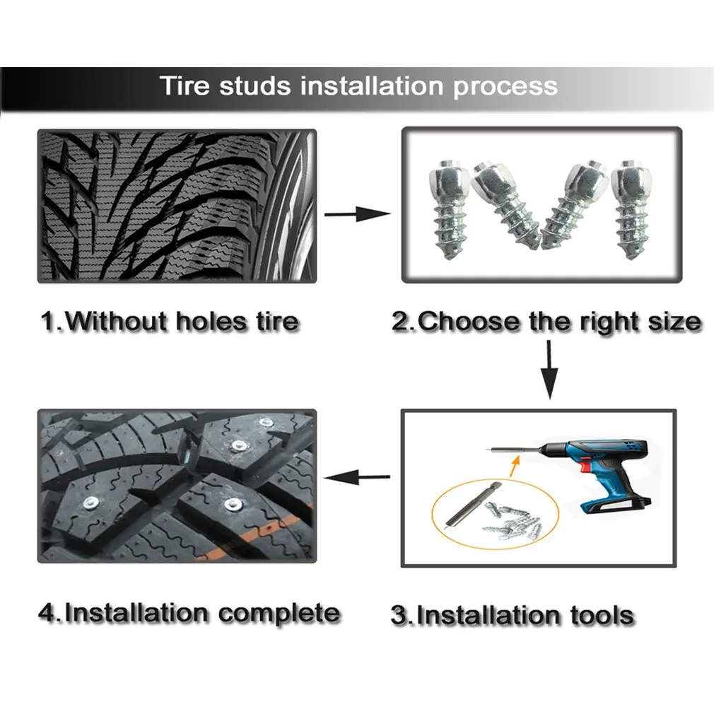 Wheel Tyre Studs 100Pcs 500Pcs 4*9mm/12mm Snow Screws Tire Studs Anti Skid Falling Spikes Wheel Tyres Winter Emergency for Car Motorcycle Bicycle