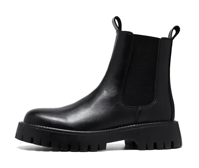 British Style Platform Chelsea Boots for Men - Microfiber Leather, Ankle Height - true deals club