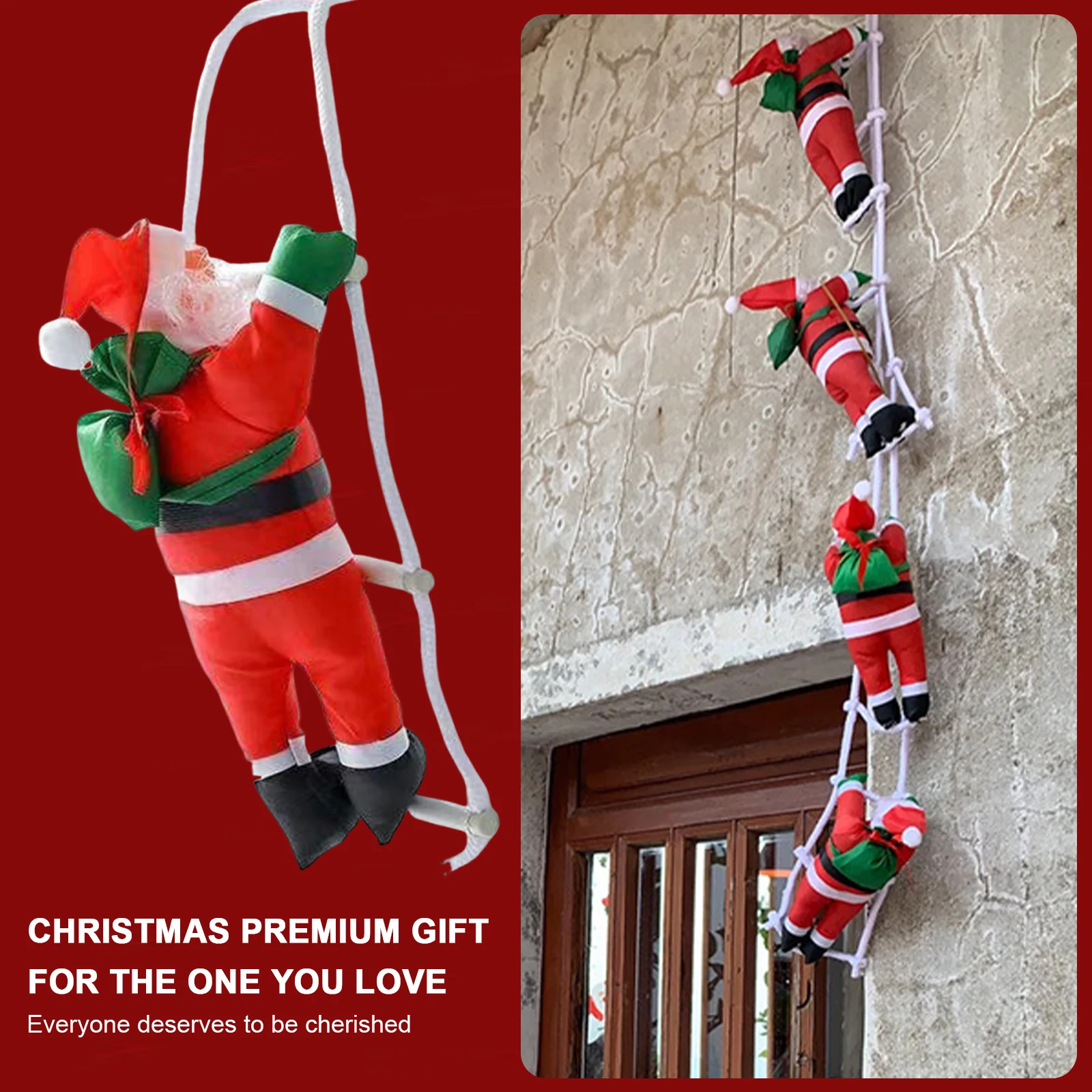 1pc Climbing Ladder Santa Claus Santa Claus Climbing Ladder Pendant Santa Climbing Rope Ornament for Home Living Room Bedroom