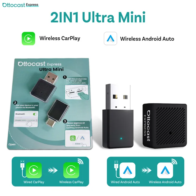OTTOCAST Express Play2Video Ultra Wireless CarPlay Android Auto