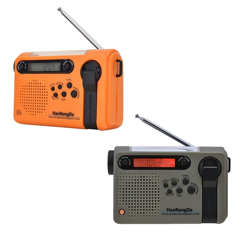 

Hanrongda Outdoor Emergency Radio Portable Radio AM FM SW Solar Powered Hand Crank Radio With LED Flashlight SOS Alarm