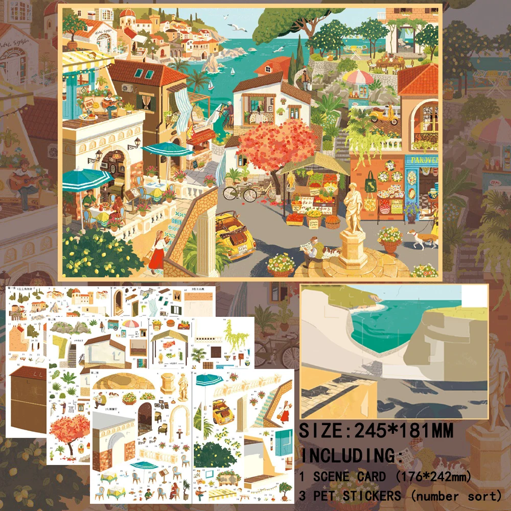 Sky Island 3D DIY Crystal Diamond Landscape Sticker - Creative Scrapbook & Photo Frame Decoration