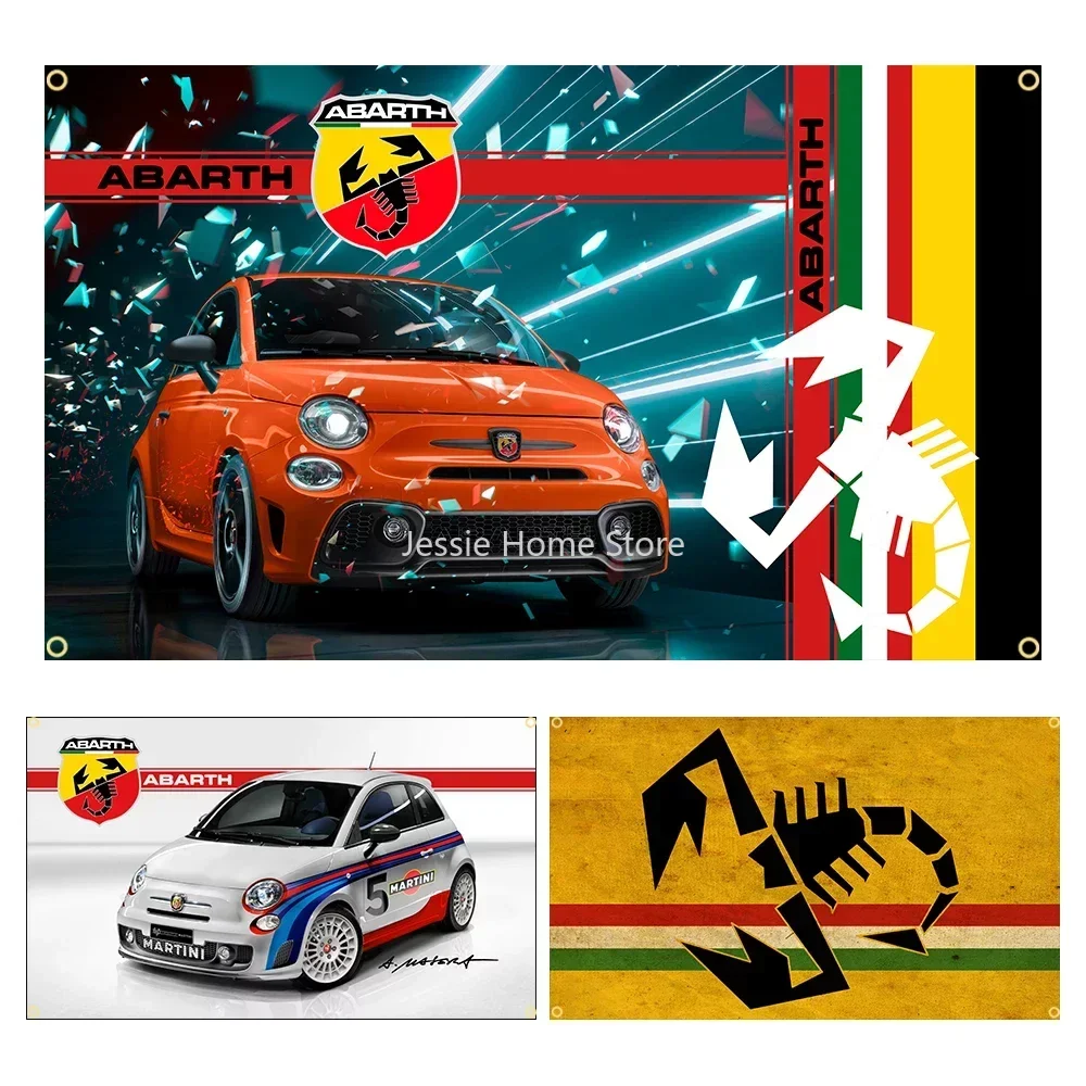 90X150Cm Abarths Scorpion Flag Poliestere Stampato Garage Racing Sports Car Decoration Banner Arazzo