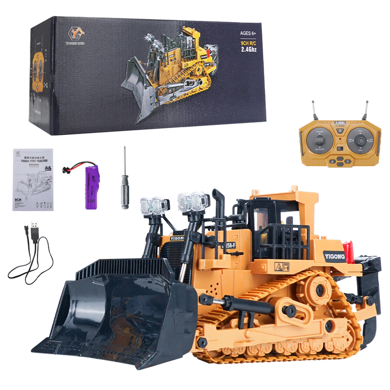 1/24 Truck 9 Channels 2.4G Radio Controlled Cars RC Crawler Heavy Bulldozers 6