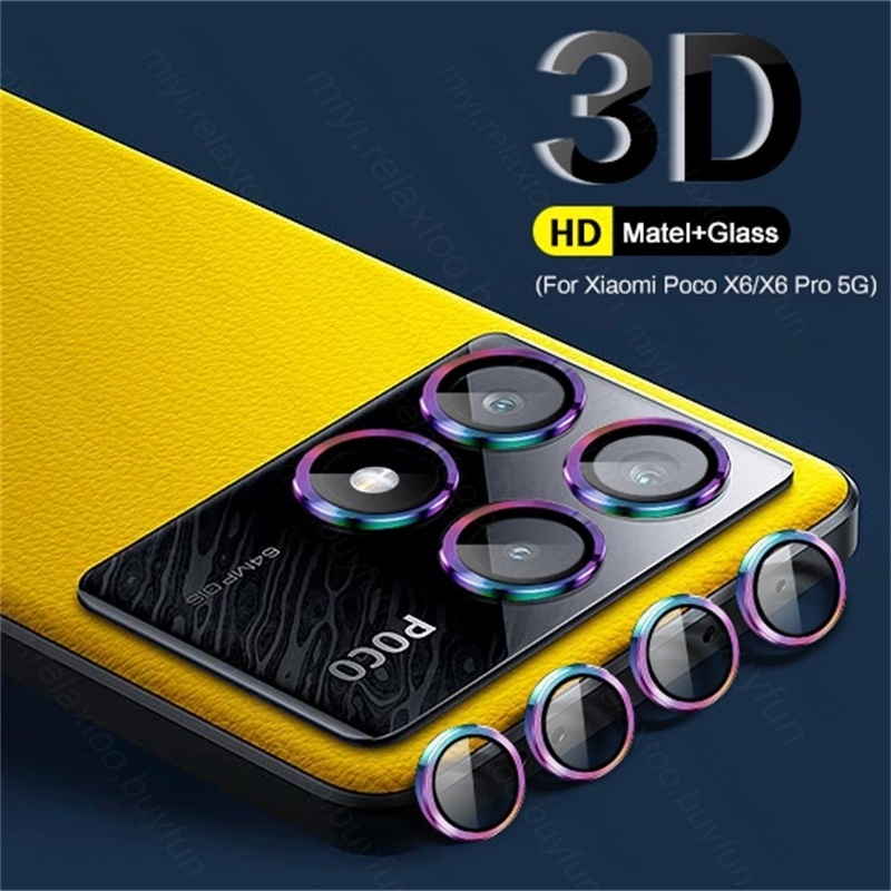 3D Curved Camera Protective Glass For Xiaomi Poco X6 X7 Pro 5G Matel Ring Lens Cover On Poko Little X7Pro X6Pro X 6 7 Pro 6X 7X