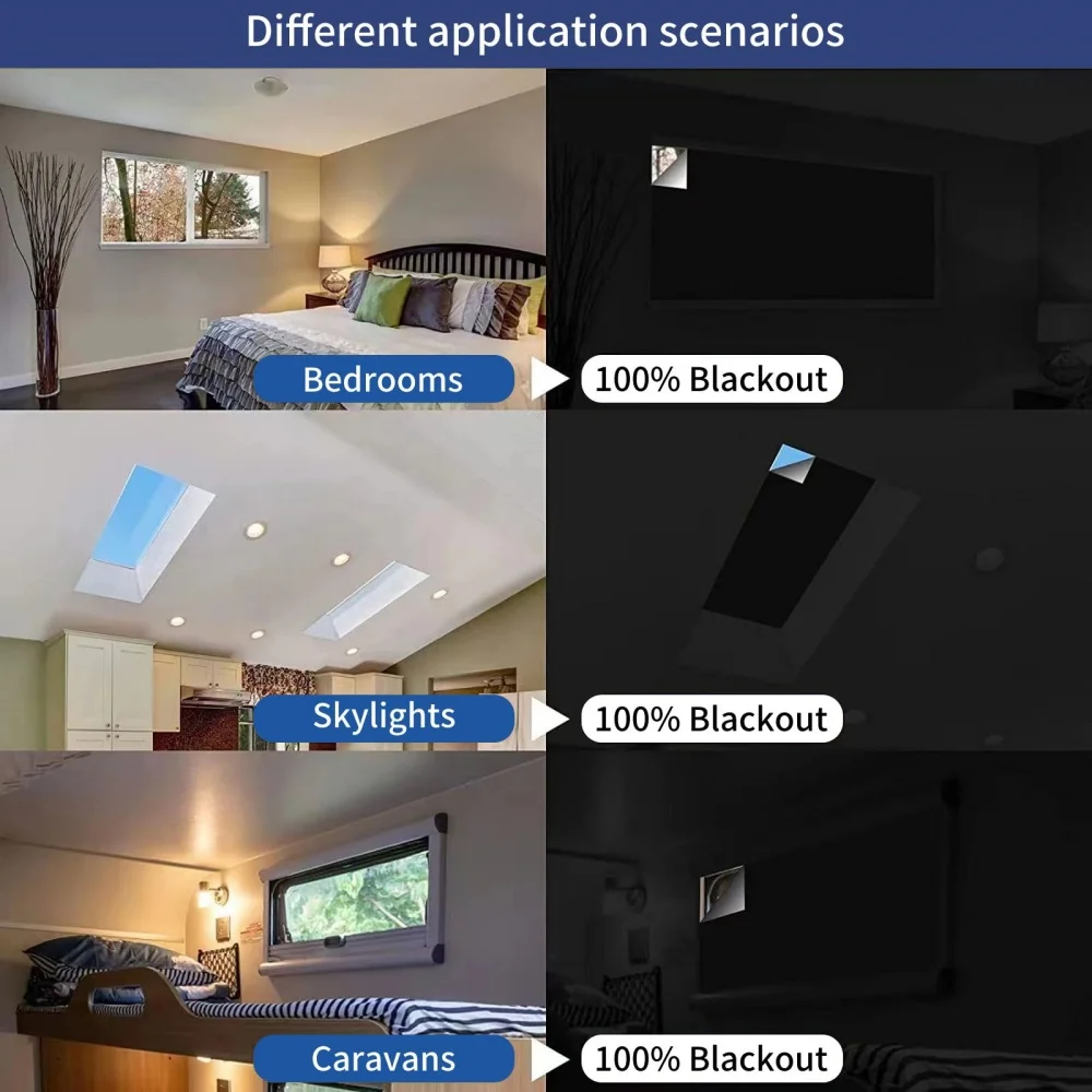 Description Picture 5 of item100% Portable Blackout Curtains Film Cloths Travel Shades Temporary Window Blinds with Hook & Loop Tabs for Baby Nursery Bedroom