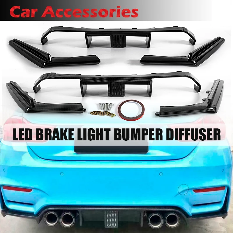 

Rhyming For BMW F80 F82 F83 M3 M4 15-2020 Rear Lower Bumper Guard Diffuser Spoiler Plate Posterior Lip with Indicator Light Kit