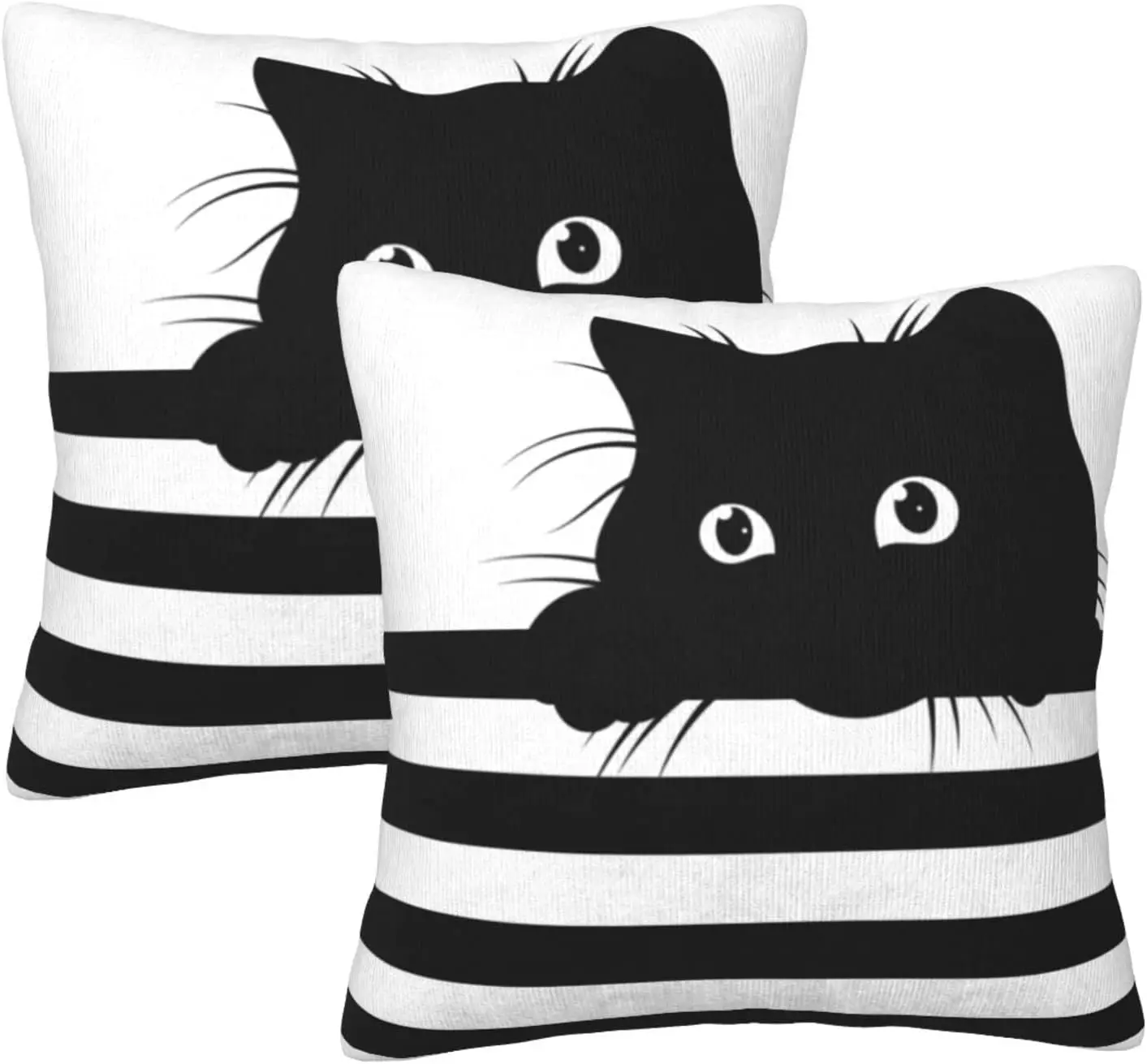 

Black Cat Throw Pillow Covers Set of 2 Decorative Pillowcases Soft Cushion Covers for Sofa Couch Bed Home Decor 18X18 In