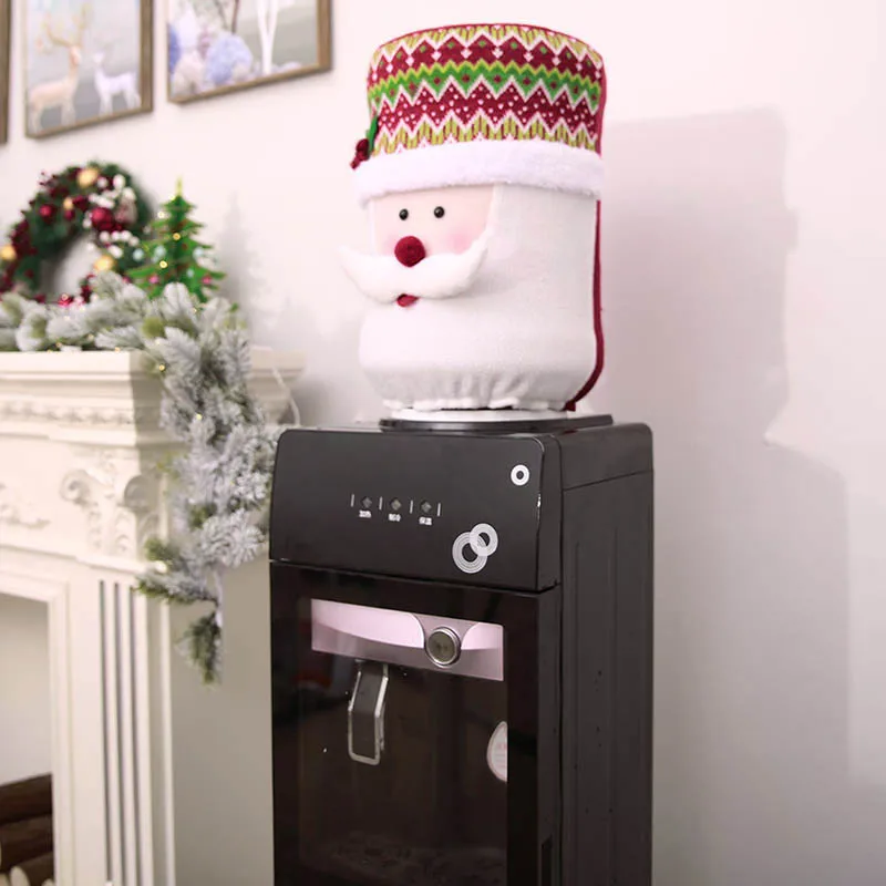Christmas Water Dispenser Bottle Cover Elastic 5 Gallon Water Jug Cover Kettle Cap Santa/Elk/Snowman Home Kitchen Decor
