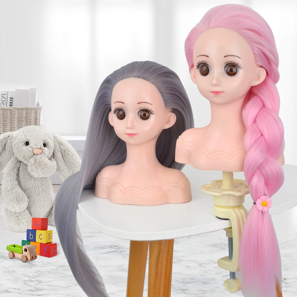 연습용 헤어커트 두꺼운 양면 헤어 숱기 빗, 살롱용 수제 헤어 커터, 양면 절단 가위 10 어린이용 고온 섬유 금발 머리 마네킹 머리 훈련 머리, 헤어 스타일 브레이드 미용 마네킹 인형 머리