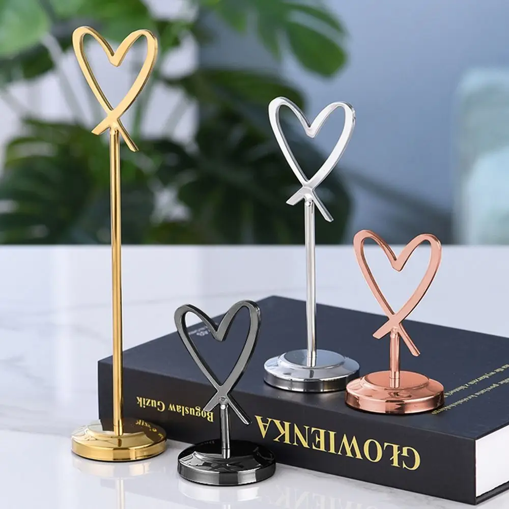 Creative Heart-Shaped Photo Clip Place Card Holder Table Number Holder Note Clamp Paper Stand Birthday Wedding Desktop Decor