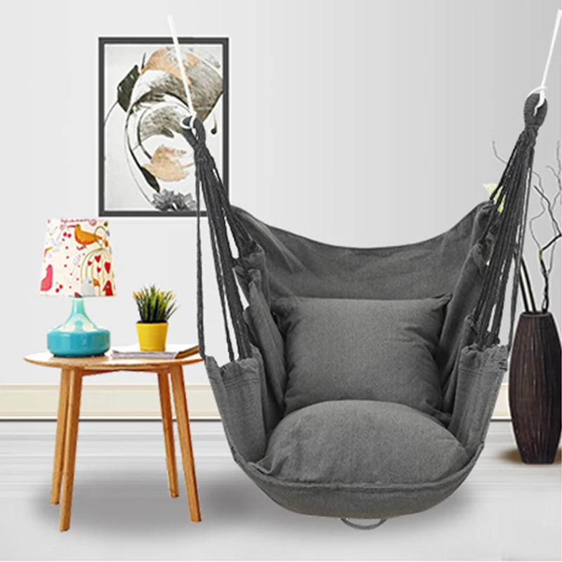 

Outdoor Hammock Thicken Chair Hanging Portable Relaxation Canvas Swing Steady Seat Garden Yard Travel Camping Lazy Pillow Chairs