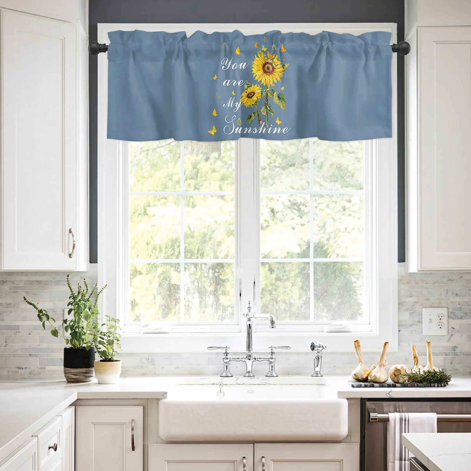 ZEDLIYU Valances for Windows Kitchen Living Room Small Window Valance Sunflowers You Are My Sunshine 1 Panel 2