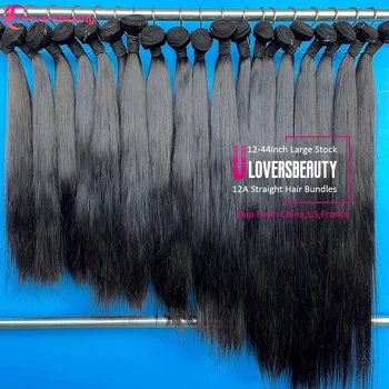 Fasci di Capelli Umani Lisci da 18, 20, 22, 24 Pollici, Fasci di Capelli Grezzi 12A Non Trattati, Fasci di Capelli Umani Neri Naturali