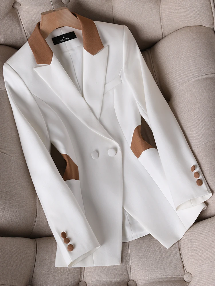 Women’s White Belted Blazer Dress – Slim Fit Office Elegance