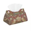 Custom William Morris Strawberry Thief Red Box Cover PU Leather Rectangular Floral Textile Pattern Facial Tissues Holder for 1