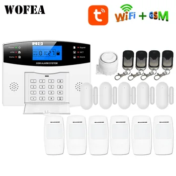 Wofea 투야 스마트 라이프 와이파이 GSM 경보 시스템, 가정 보안 도난 경보 음성 알림 LCD 키보드, 알렉사 및 구글 홈 지원