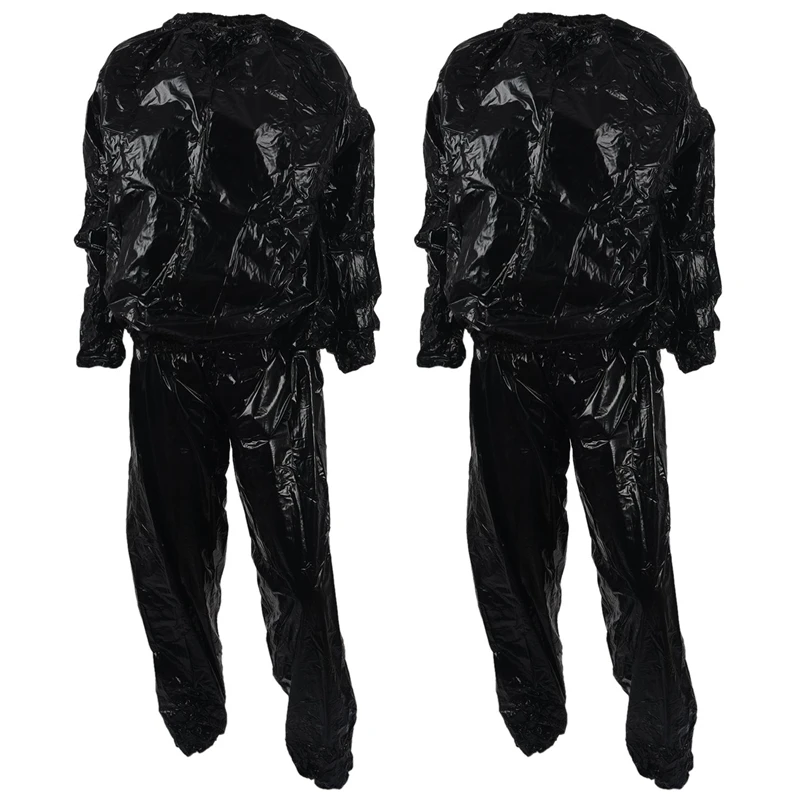 

ELOS-2X Heavy Duty Fitness Weight Loss Sweat Sauna Suit Exercise Gym Anti-Rip Black XXL