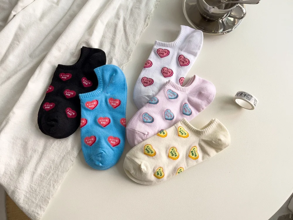 5-teiliges Damensocken-Set, koreanische bunte Blumen-Graffiti, niedlich, Kawaii, modisch, vielseitig, flach, rutschfest, Knöchelsocken für Mädchen – Detail 7