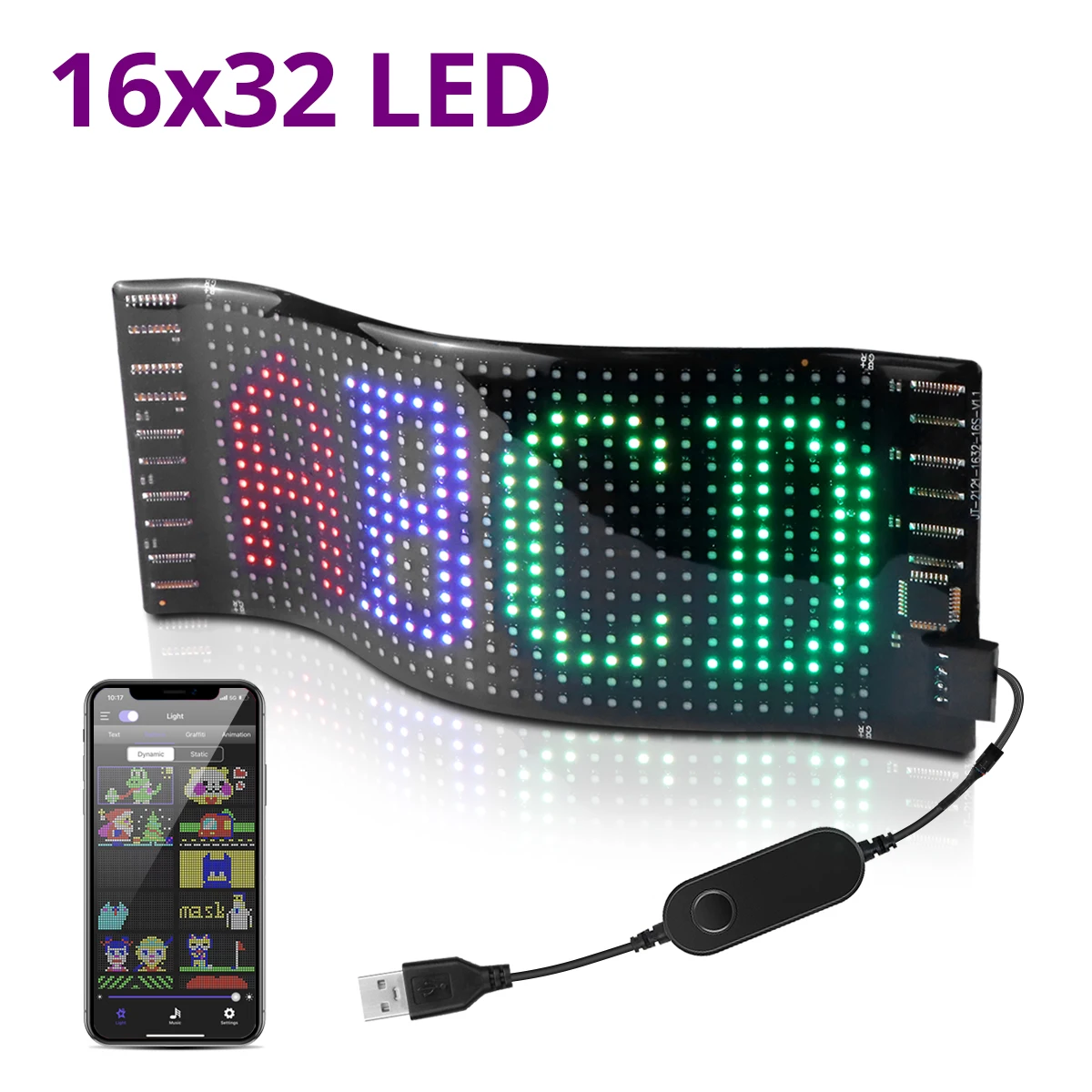 Scrolling Advertising LED Sign USB 5V Bluetooth App Control Logo Light  Custom Text Pattern Animation Programmable Display Car