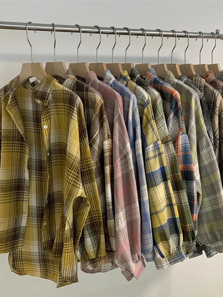 Women's Vintage Plaid Long Sleeve Shirt 2