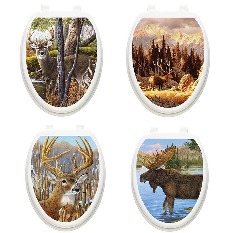 T362 # Elk Bull Toilet Sticker Bagno Toilet Cover Sticker Wall Stickers Animal Wc Per La Decorazione Domestica