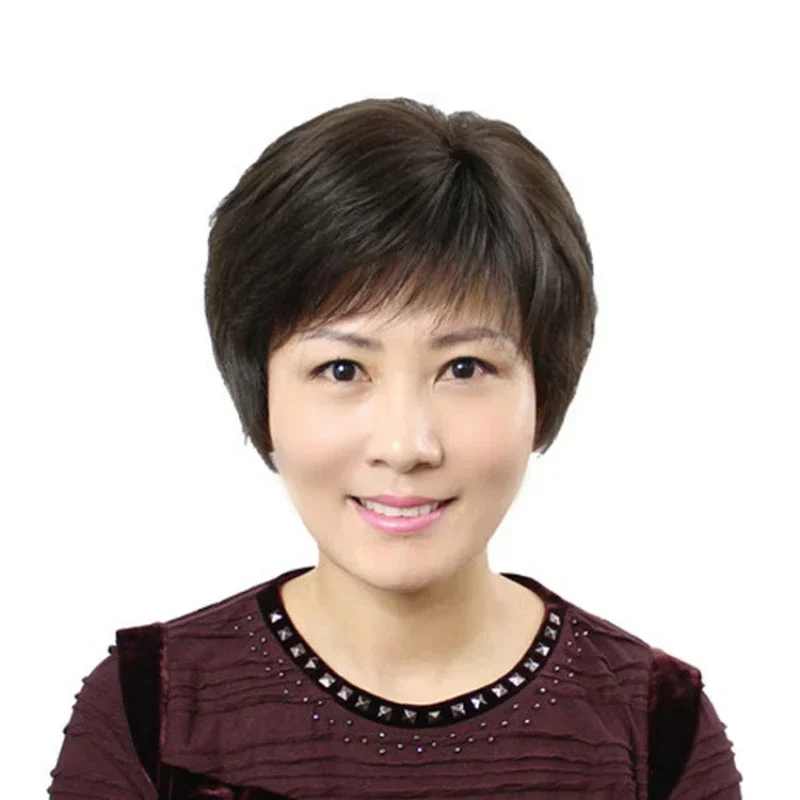 Parrucca corta e diritta in capelli umani per donne asiatiche di mezza età e anziane, parrucca naturale realistica che aumenta rapidamente il volume dei capelli - immagine 2