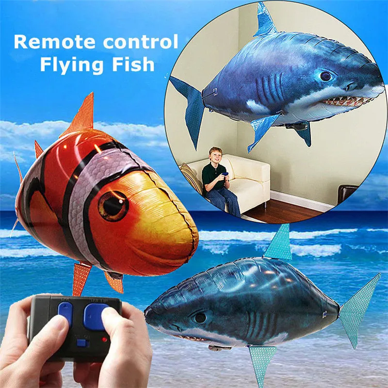 Kids Remote Control Shark Balloons Inflatable Flying Shark Helium Balloon For Boys And Girls Birthday Gift Remote Control Toys remote control shark balloons