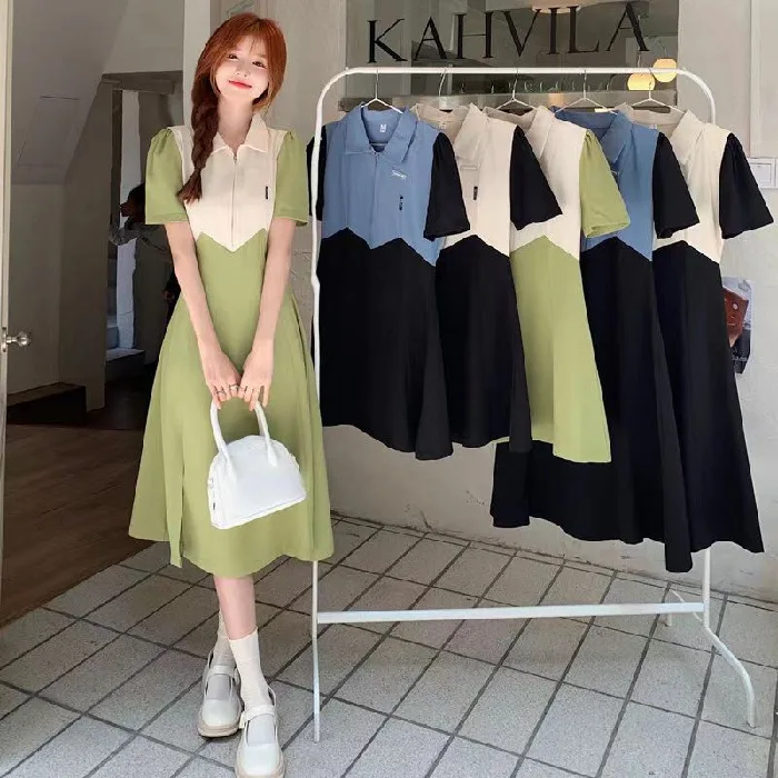 

Ladies Summer Short Polo Neck Tshirt Dress Women Lapel