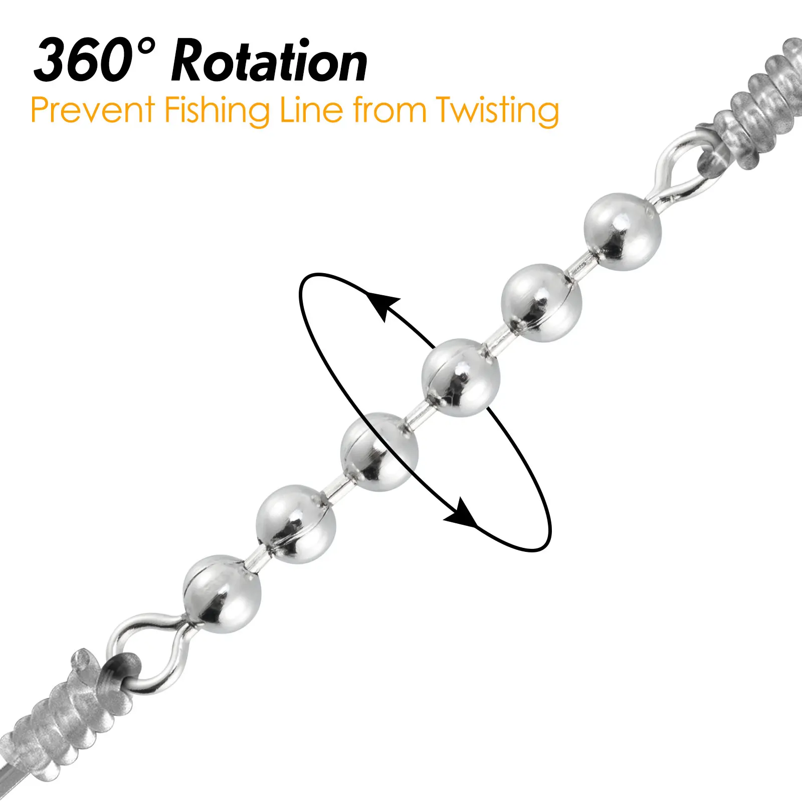 50/100pcs Fishing Swivel Ball Bearing Solid Ring Rolling Bead Chain  Connector for Trolling Rig Saltwater Stainless Steel Trout