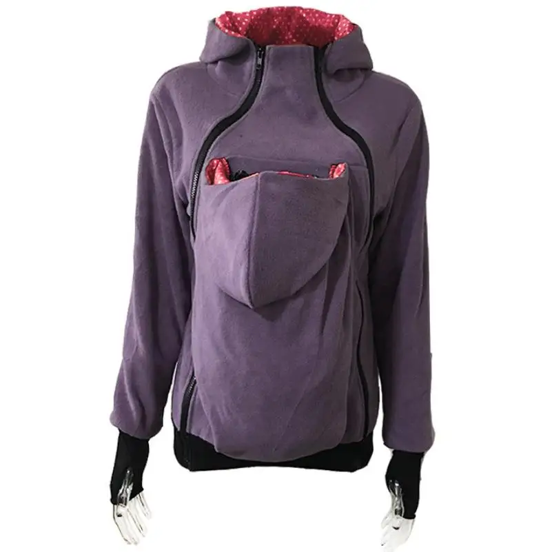 2022 New Autumn Winter 3-in-1 Detachable Baby Sleeping Bag Multifunctional Kangaroo Mom Hooded Sweater Jacket Women's 4