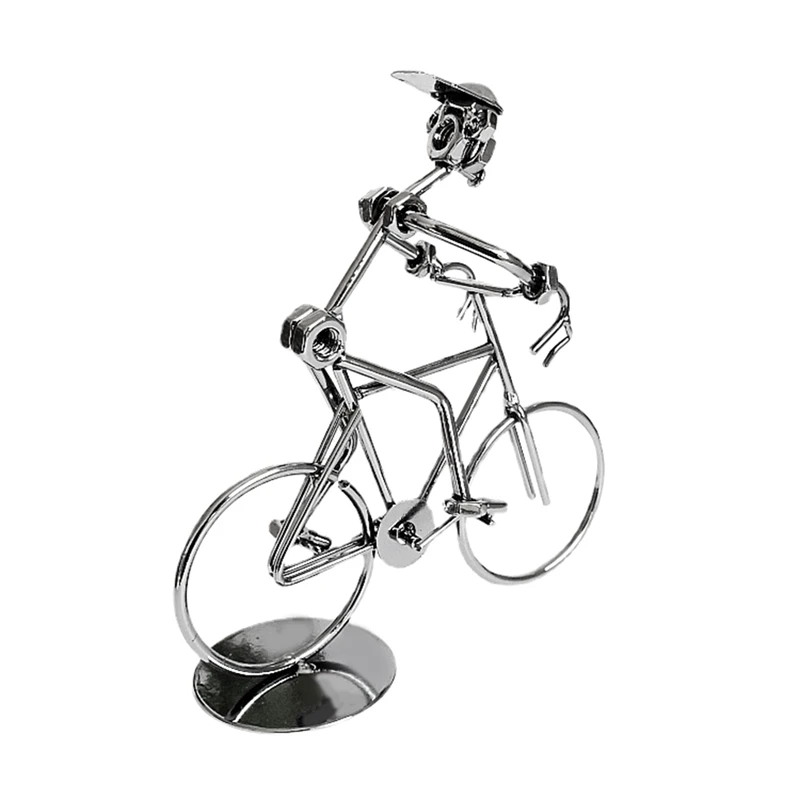 

Металлическая ретро-модель велосипедистов, железная Металлическая статуэтка для мужчин, для езды на велосипеде, статуэтка для украшения дома