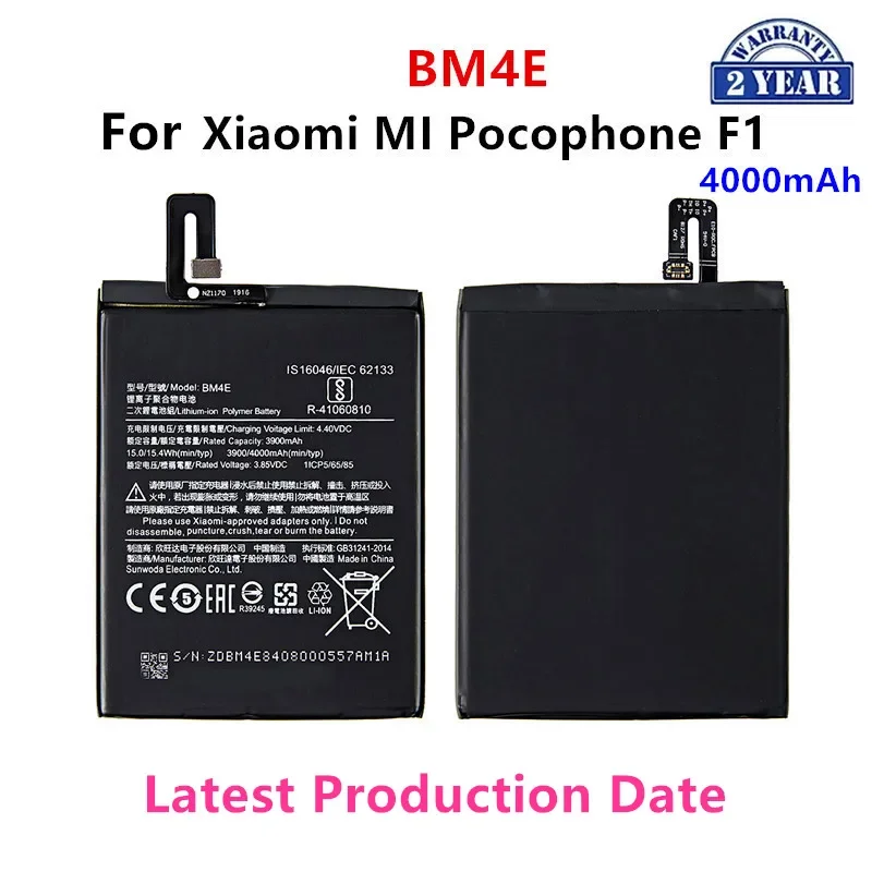 

100% Orginal BM4E 4000mAh Battery For Xiaomi MI Pocophone F1 BM4E High Quality Phone Replacement Batteries