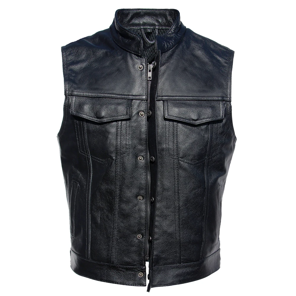 Biker Leather Vest Gilet Cuir Biker Style Sons Of Anarchy Sons Of