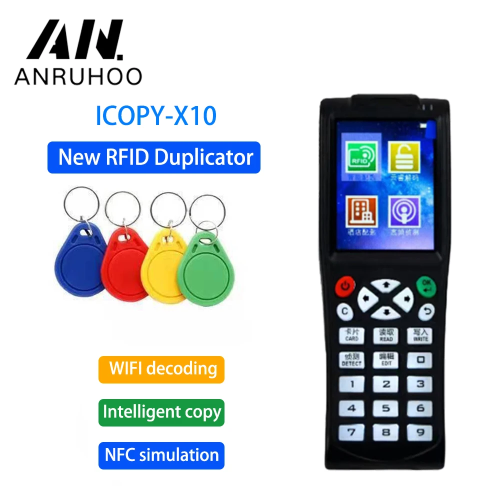 New Smart Chip Reader Icopy X10 English Handheld Wifi Id Ic Nfc Duplicator 13.56mhz 125khz Tag Token Copy T5577 Badge Clone