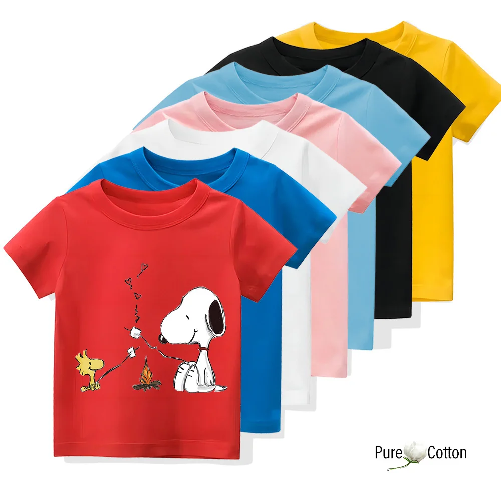 Vitality small fresh top Pure cotton fabric Snoopy cartoon comfortable soft children's top shirt pattern all match and fashion c 4