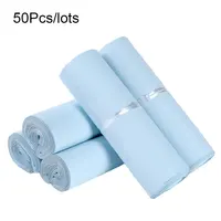50Pcs Plastic Ecommerce Packaging Bags Blue Color Envelope Clothing Storage Bags Waterproof Logistics Mailing Transport Pouch 1