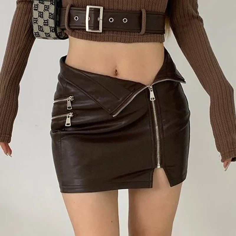 Hip Wrap Skirt Half American Vintage Half Skirt Tight Spicy Girl Short Skirt Street Punk Short Skirt  mini skirt white pants with a niche design feel high street american retro cross jeans tight fitting and slimming micro flared pants