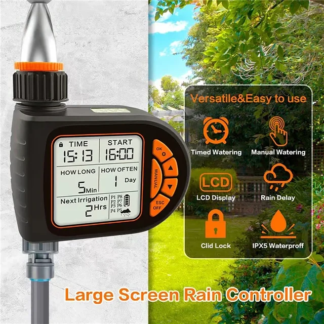 Smart Irrigation Watering System Automatic Water Timer Sprinkler LCD Digital Timing Irrigation Controller Programmer Device 2