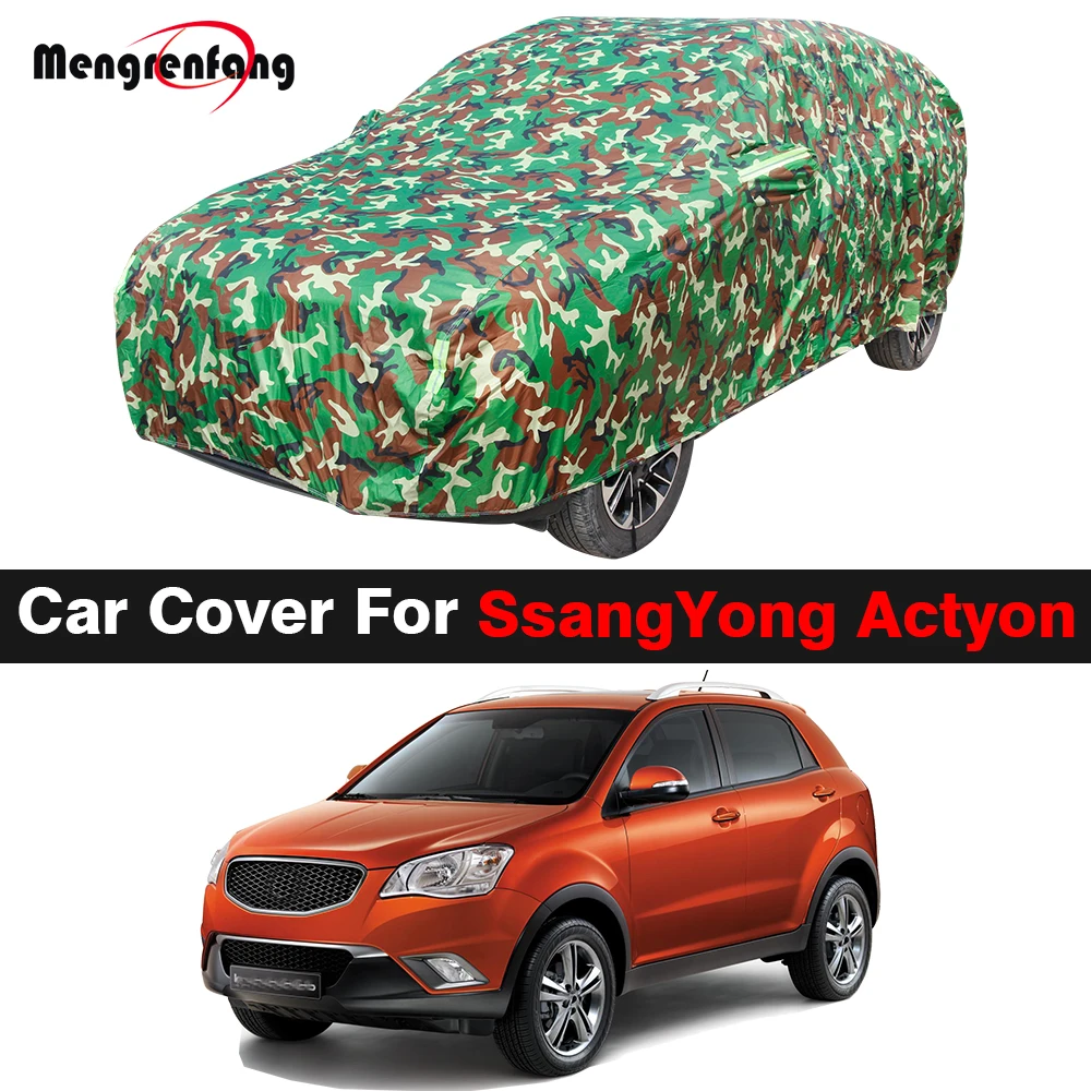 

Camouflage Full Car Cover Anti-UV Sun Shade Snow Rain Wind Protection Waterproof Cover For SsangYong Actyon 2005-2023